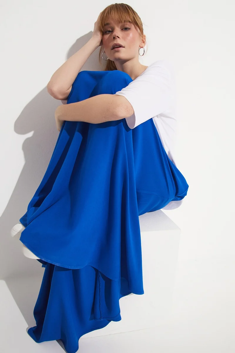 جون Elastic Waist Maxi 100% Viscose Skirt