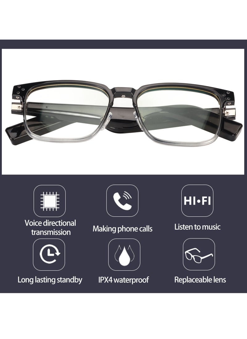 Generic Smart Glasses Open Ear Style IPX4 Waterproof Listen Music and Calls Stereo Wireless Bluetooth 5.3 Audio Glasses Black Progressive Color Frame  - Image 4