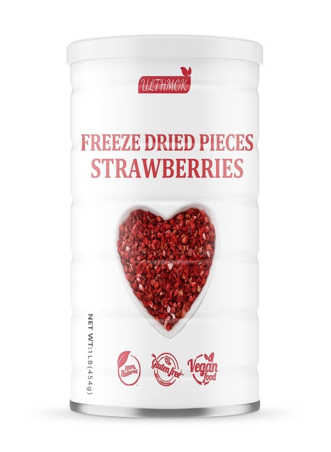 ULTHMOK Premium Freeze Dried Strawberries Pieces 16 Oz/1 Lb/454g,Frozen Dried Strawberry,100% Natural & No Additives. - Image 1
