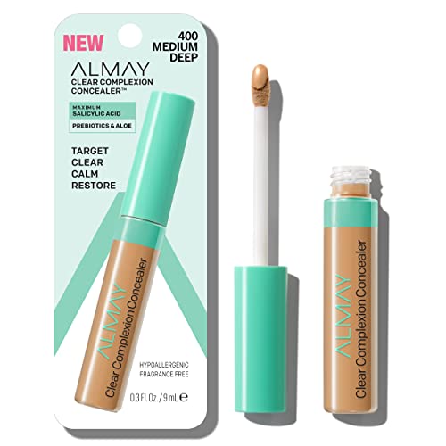 Almay Clear Complexion Acne Blemish Spot Treatment Concealer Makeup with Salicylic Acid Lightweight Full Coverage Hypoallergenic FragranceFree for Sensitive Skin 400 MediumDeep 03 fl oz - Image 2