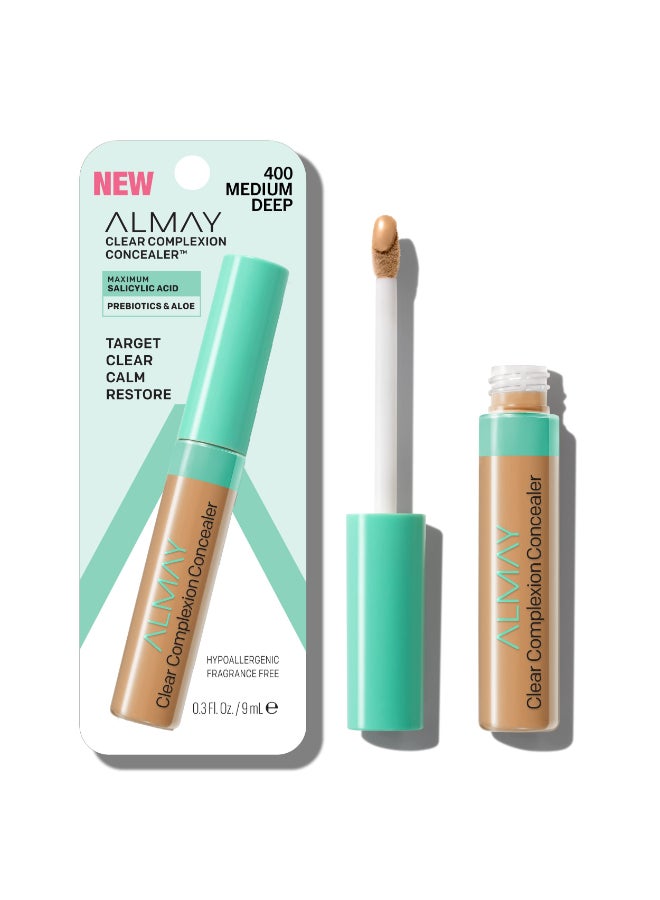 Almay Clear Complexion Acne Blemish Spot Treatment Concealer Makeup with Salicylic Acid Lightweight Full Coverage Hypoallergenic FragranceFree for Sensitive Skin 400 MediumDeep 03 fl oz - Image 3
