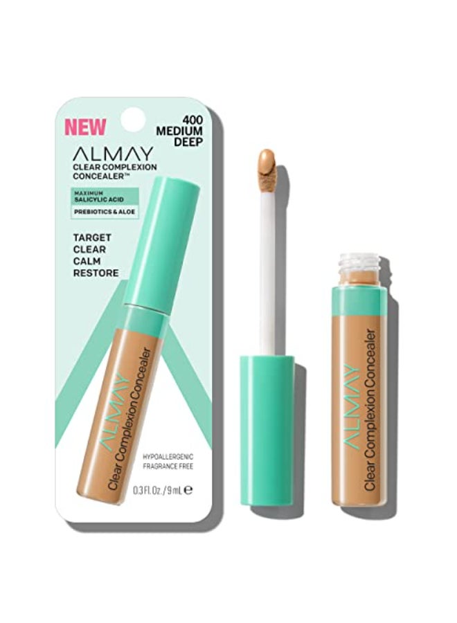 Almay Clear Complexion Acne Blemish Spot Treatment Concealer Makeup with Salicylic Acid Lightweight Full Coverage Hypoallergenic FragranceFree for Sensitive Skin 400 MediumDeep 03 fl oz - Image 1