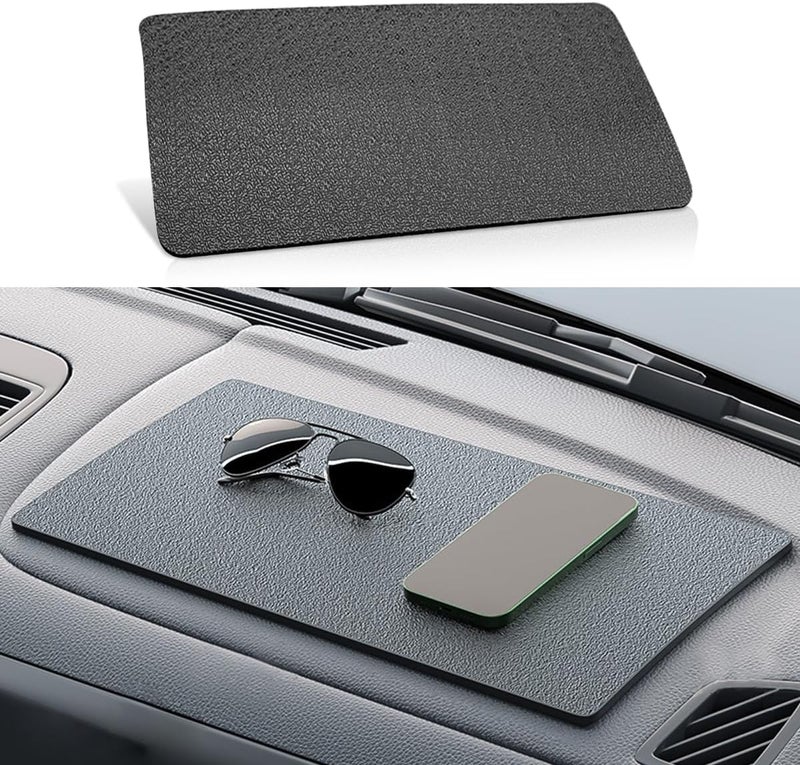 GLSOWEE Practical design alternatives Car Dashboard Anti-Slip Mat, 10.6"×5.9" Universal Car Dash Sticky Rubber Mat, Multifunctional Non-Slip Adhesive Pad Auto Dash Grip Mat for Cell Phones, Keys, Coins, Sunglasses (Car Textures) Long term use design - Image 1