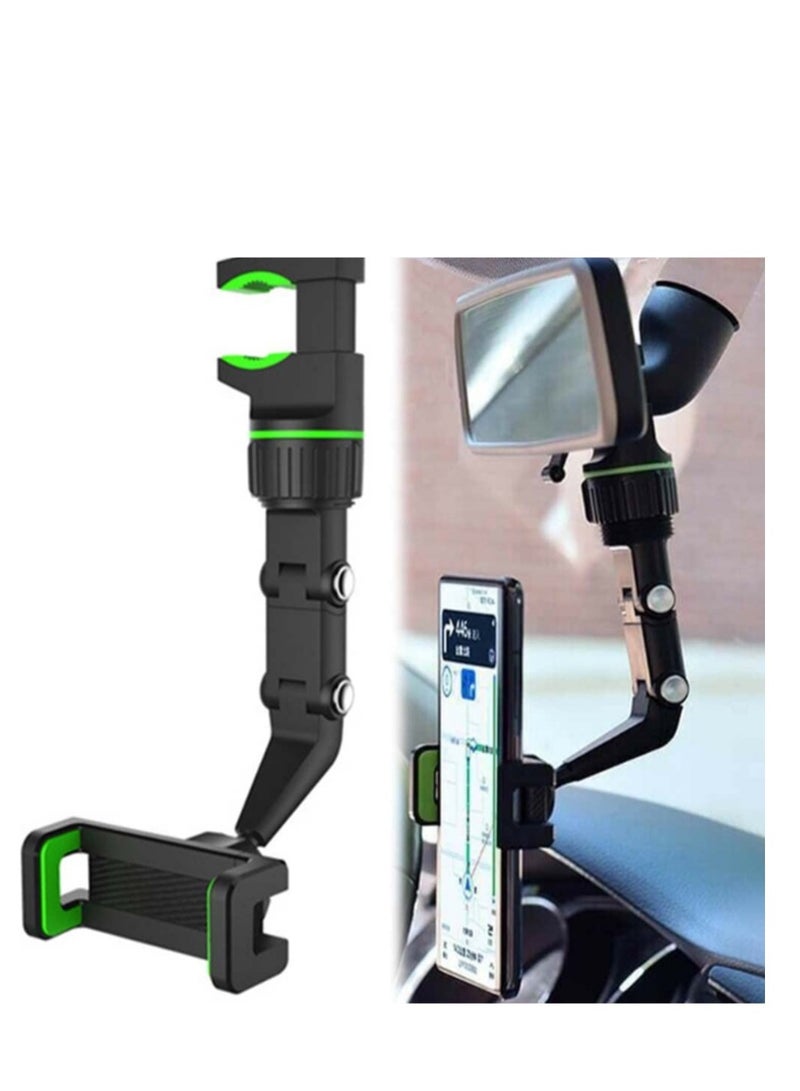 ELTRAZONE New 360° Rearview Mirror Phone Holder for Car Multifunctional Mount Phone and GPS Holder Universal Rotating Car Phone Holder, Cell Phone Automobile Cradles (Green) - Image 2