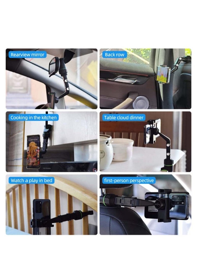 ELTRAZONE New 360° Rearview Mirror Phone Holder for Car Multifunctional Mount Phone and GPS Holder Universal Rotating Car Phone Holder, Cell Phone Automobile Cradles (Green) - Image 5