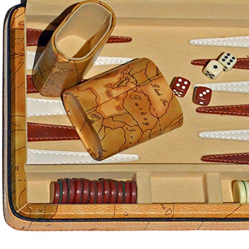 وي جيمز نلعب ألعاب Backgammon المغناطيسي مع علبة جلدية على غرار خريطة تان وحزام - حجم السفر - Image 4