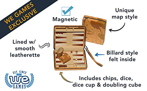 وي جيمز نلعب ألعاب Backgammon المغناطيسي مع علبة جلدية على غرار خريطة تان وحزام - حجم السفر - Image 2