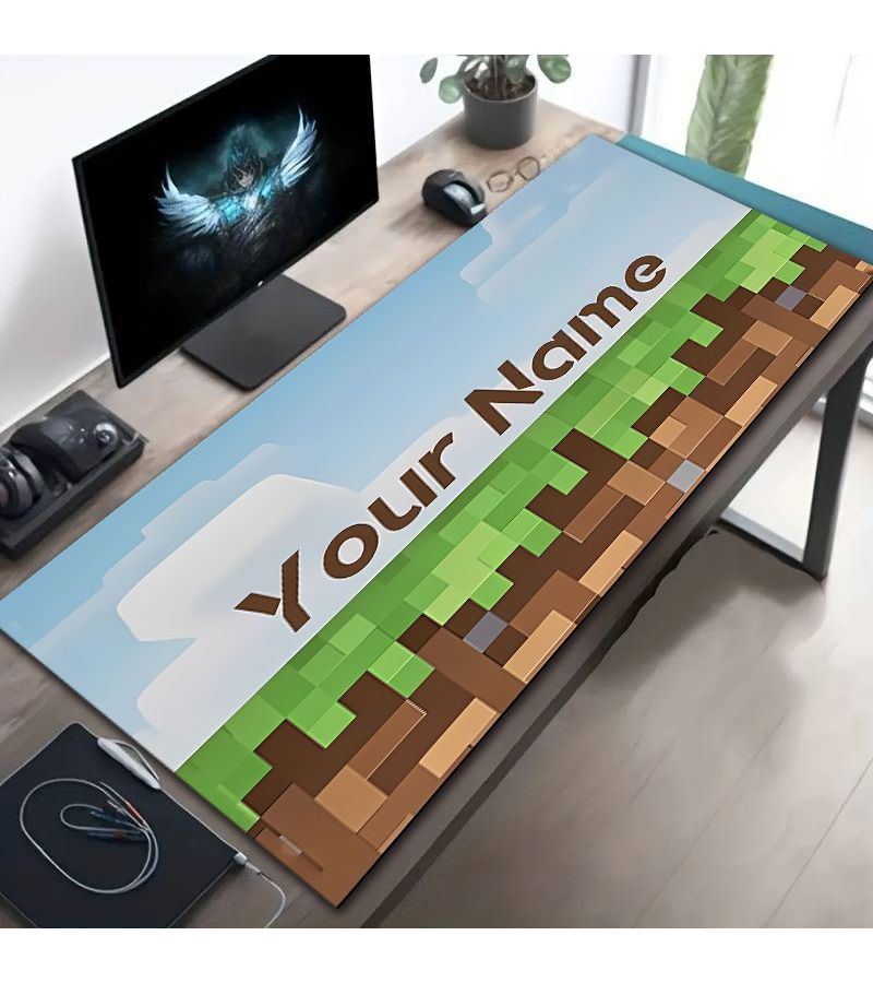1 Customizable Name Diatomite Mouse Pad 30x60cm My World Pixel Block Pattern Design Oversized Gaming Desk Mat Non Slip Rubber Base For Gamers Office School Esports Home Decor - Image 2