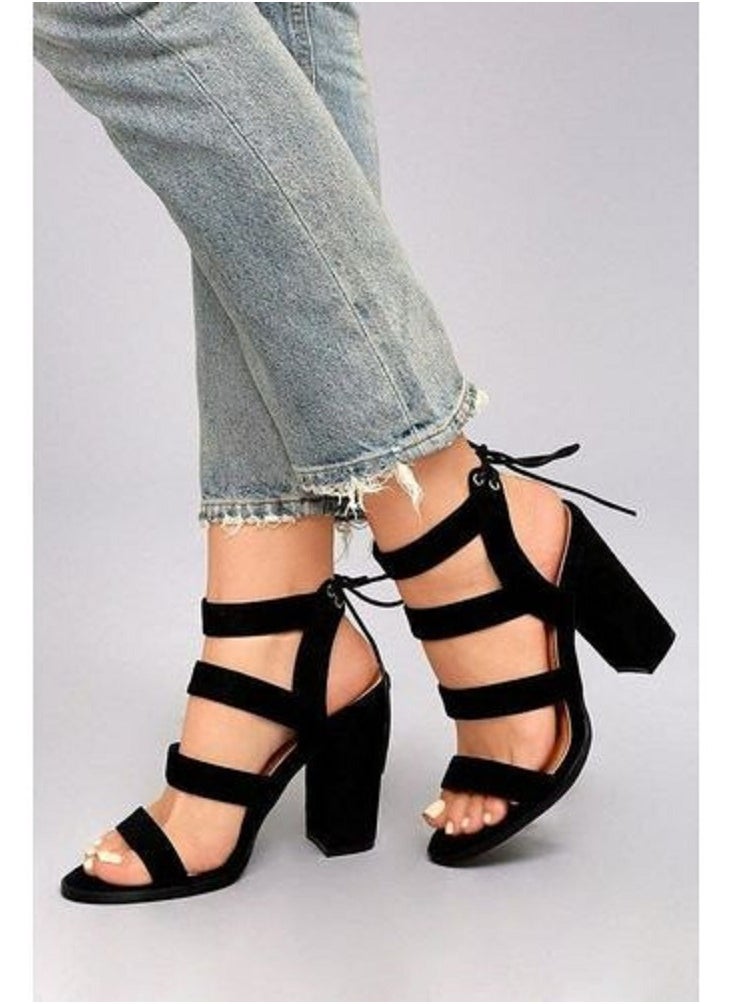 LIFESTYLISH - Sandal Heels Suede SN-2 - Black - Image 1