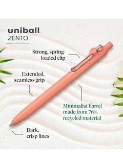 Uniball 6-Piece Zento Retractable Rollerball Pen 0.7mm Tip Blue Ink Multicolour Barrels  - Image 2