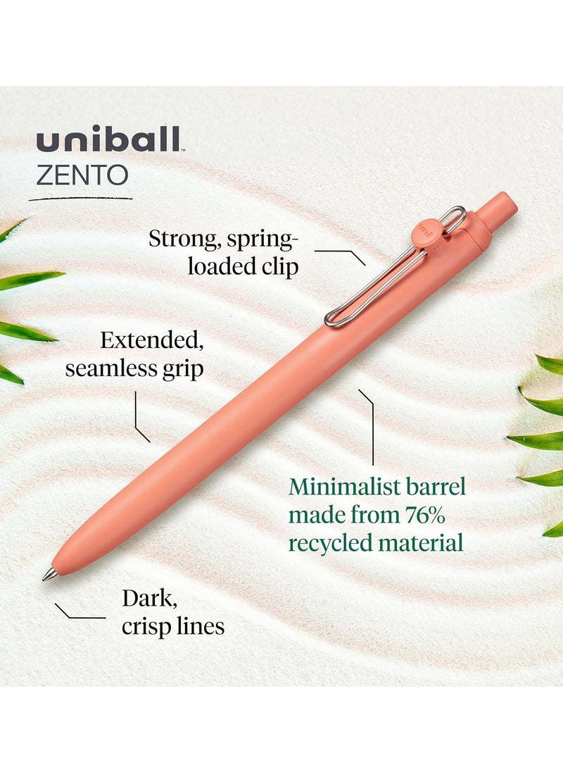 Uniball 6-Piece Zento Retractable Rollerball Pen 0.7mm Tip Blue Ink Multicolour Barrels  - Image 2