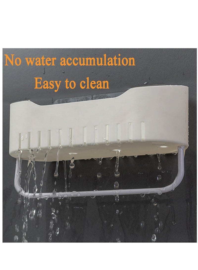 SYOSI Self-Adhesive Shower Caddy Bathroom Shower Organizer Accessories with Hook Up, No Drilling Home Shower Shelf for Inside Shower, Plastic Wall Basket for Kitchen Storage Rack (White) - Image 4