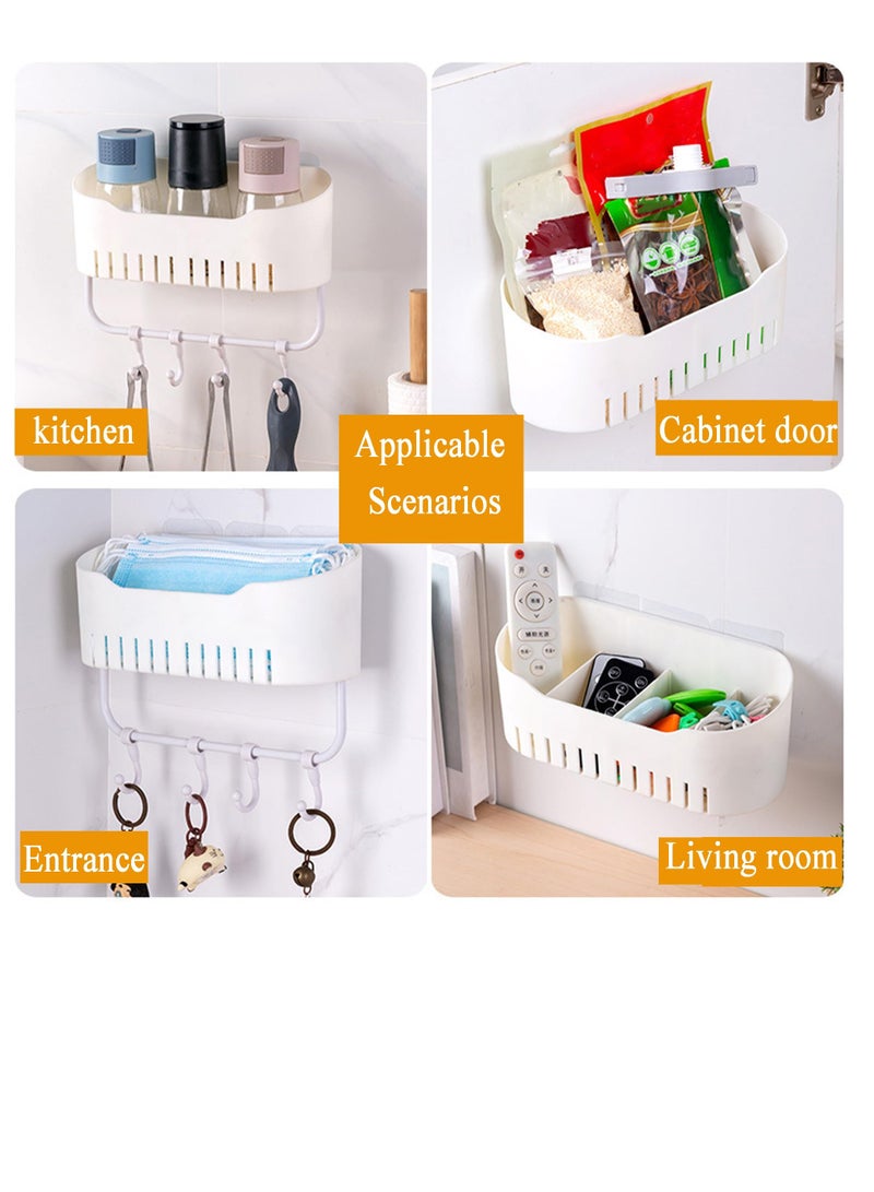 SYOSI Self-Adhesive Shower Caddy Bathroom Shower Organizer Accessories with Hook Up, No Drilling Home Shower Shelf for Inside Shower, Plastic Wall Basket for Kitchen Storage Rack (White) - Image 3