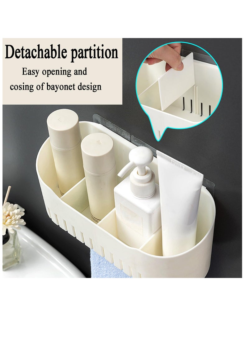 SYOSI Self-Adhesive Shower Caddy Bathroom Shower Organizer Accessories with Hook Up, No Drilling Home Shower Shelf for Inside Shower, Plastic Wall Basket for Kitchen Storage Rack (White) - Image 5