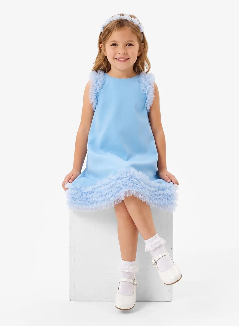 Little Golden Apple Little Cut Sleeve With Ruffle Dress