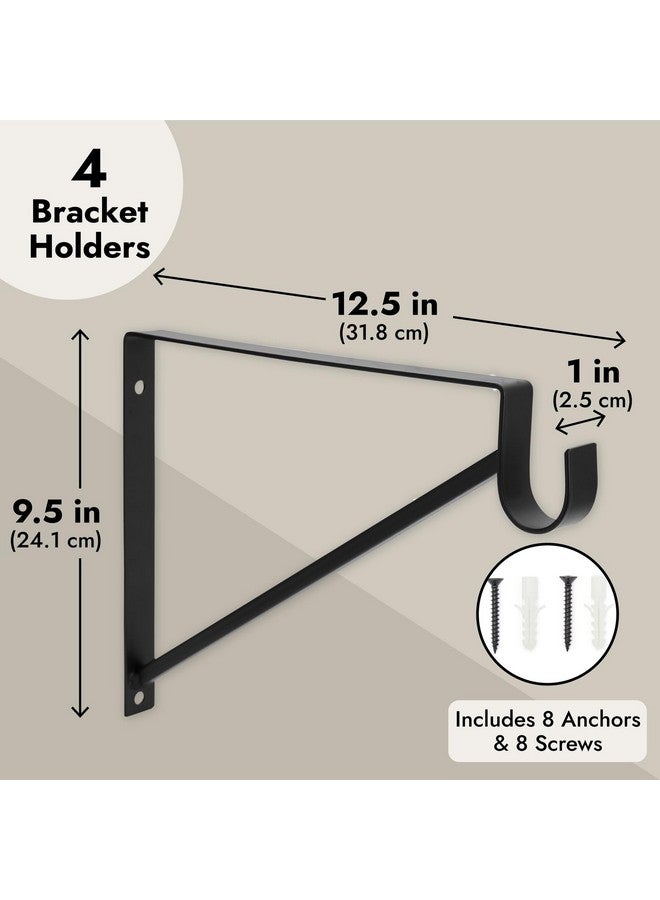 اوكونا اوتبوست مجموعة من 4 قطع من قضبان تعليق خزانة معدنية من Okuna Outpost وحامل دعامة، قضيب شديد التحمل للرفوف (أسود، 12.5 × 1 × 9.5 بوصة) - Image 5