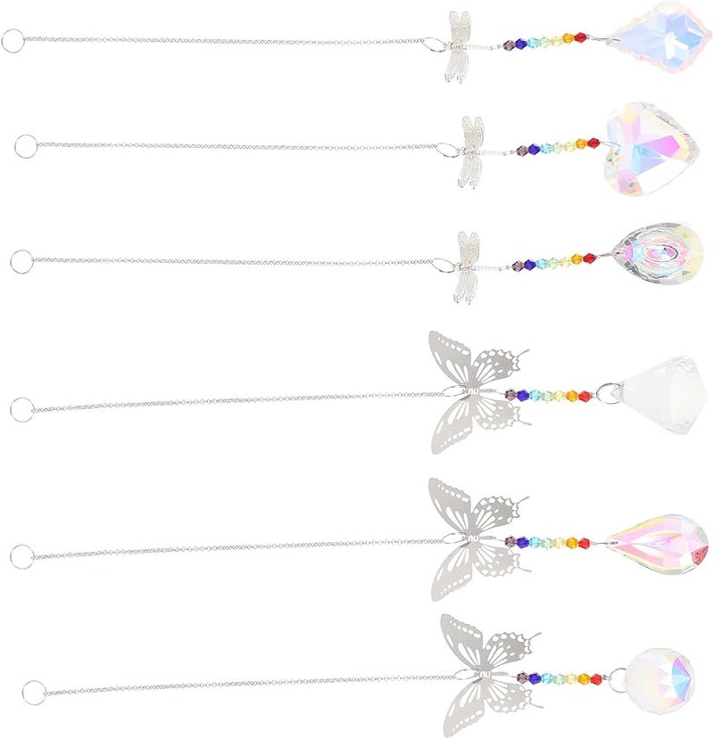 6PCS Crystal Ceiling Fan Pull Chain Geometric Cut Design Wear Resistant Indoor Outdoor - Image 1