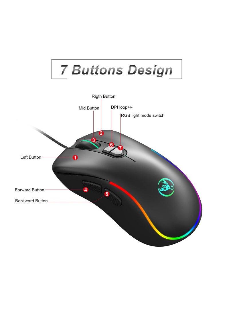 HXSJ - J300 USB Wired Macro Programming Gaming Mouse - Image 1