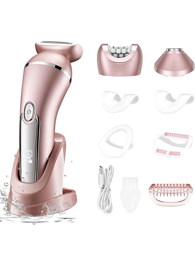 general Electric Shaver for Women Lady Epilator Electric Razors Kit Hair Remover for Face Chin Arm Leg Armpit Bikini Trimmer Painless Waterproof USB Rechargeable Dry Wet with Detachable Head 3 in 1 - Image 1