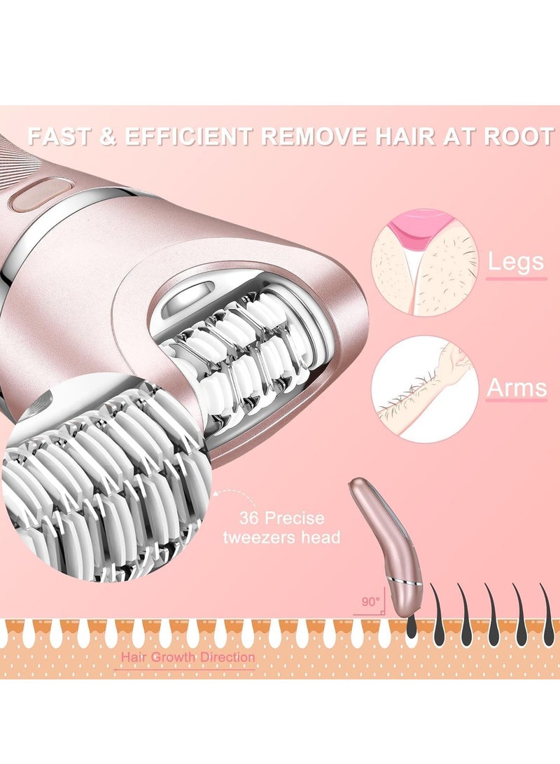 general Electric Shaver for Women Lady Epilator Electric Razors Kit Hair Remover for Face Chin Arm Leg Armpit Bikini Trimmer Painless Waterproof USB Rechargeable Dry Wet with Detachable Head 3 in 1 - Image 2