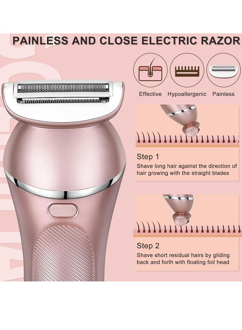 general Electric Shaver for Women Lady Epilator Electric Razors Kit Hair Remover for Face Chin Arm Leg Armpit Bikini Trimmer Painless Waterproof USB Rechargeable Dry Wet with Detachable Head 3 in 1 - Image 3