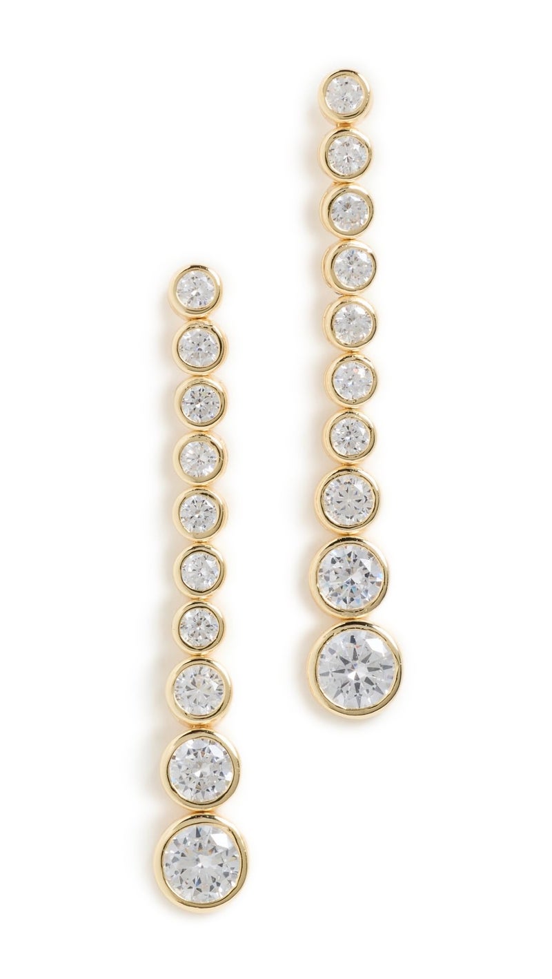 SHASHI Women's Bezel Diamond Drop Earrings, Gold, One Size - Image 1