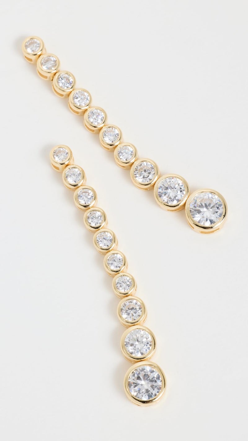 SHASHI Women's Bezel Diamond Drop Earrings, Gold, One Size - Image 3