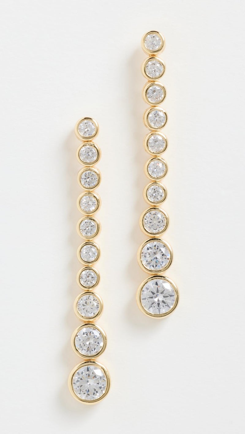 SHASHI Women's Bezel Diamond Drop Earrings, Gold, One Size - Image 2