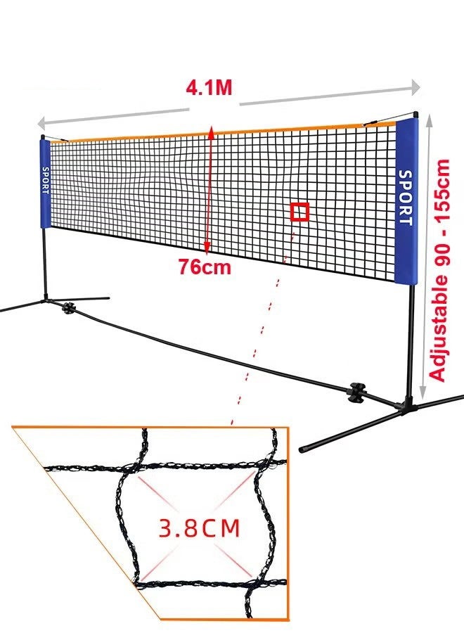 GMORO Portable Badminton Tennis Net Set Equipment,4.1m Tennis Net with Stand and Carry Bag, Easy to Assemble Nets for Kids & Adults Tennis, Pickleball, Badminton or Volleyball,Adjustable Height Badminton Net Set - Image 4