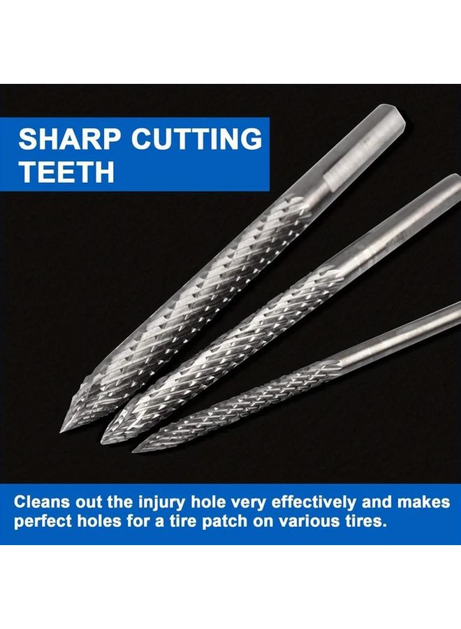 3 Pack Tire Reamer Drill Bits 3mm 4 5mm 6mm Tungsten Steel Car Repair Tool - Image 3