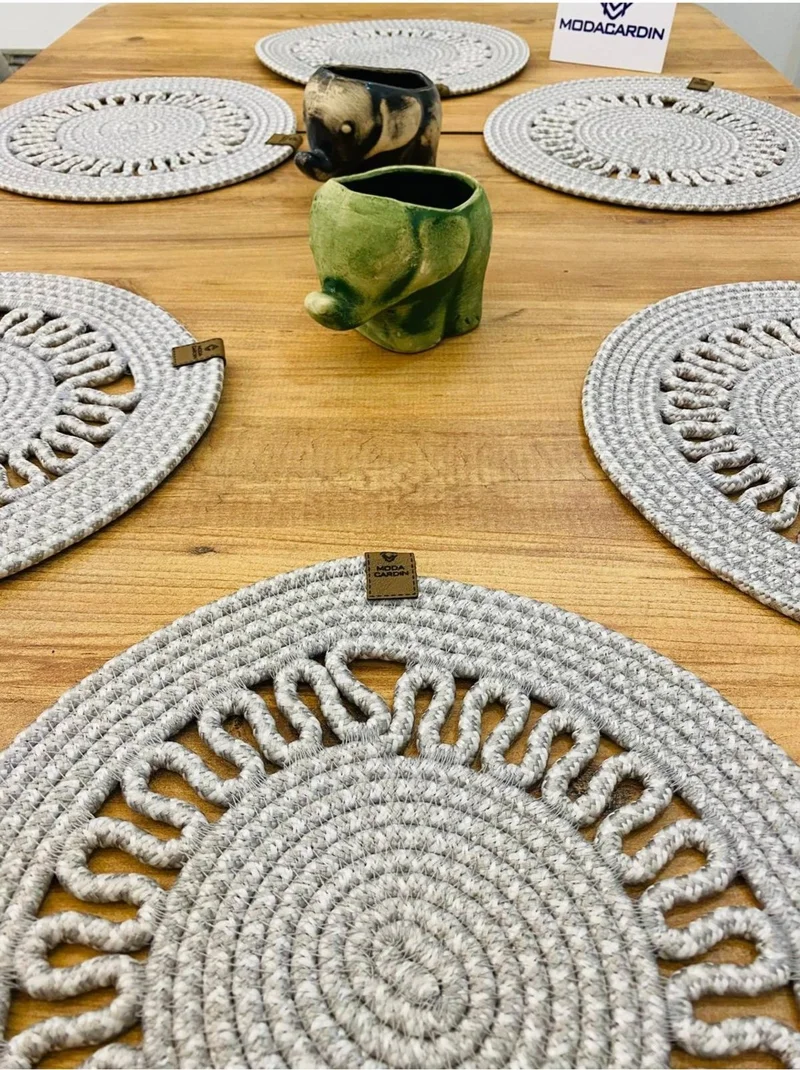 بدز ديري BDZ Leather Wicker Jute Presentation Plate Mat American Service 6 Pieces