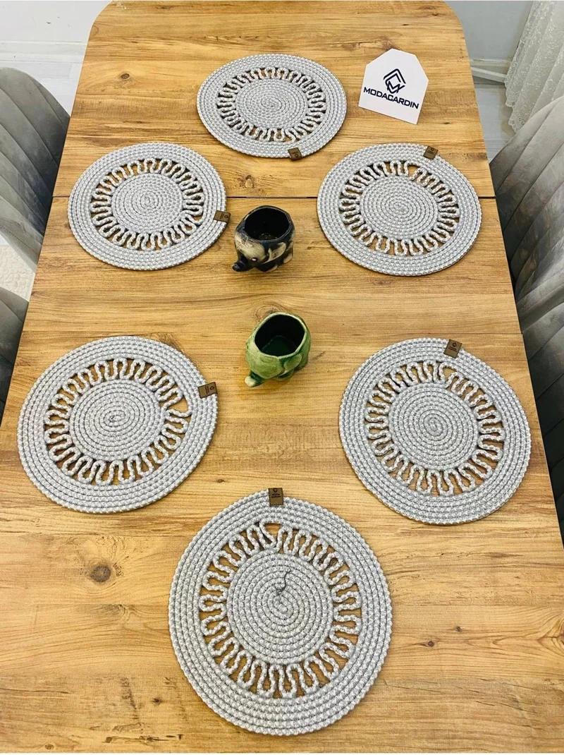 بدز ديري BDZ Leather Wicker Jute Presentation Plate Mat American Service 6 Pieces