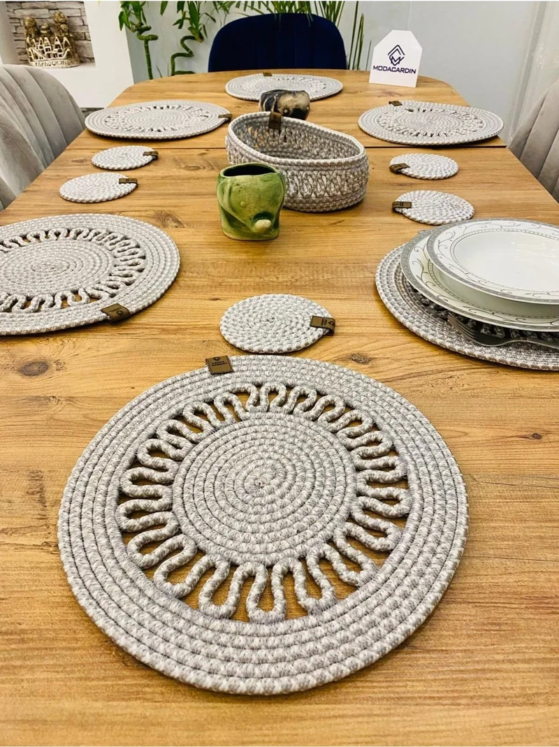 بدز ديري BDZ Leather Wicker Jute Presentation Plate Mat American Service 6 Pieces