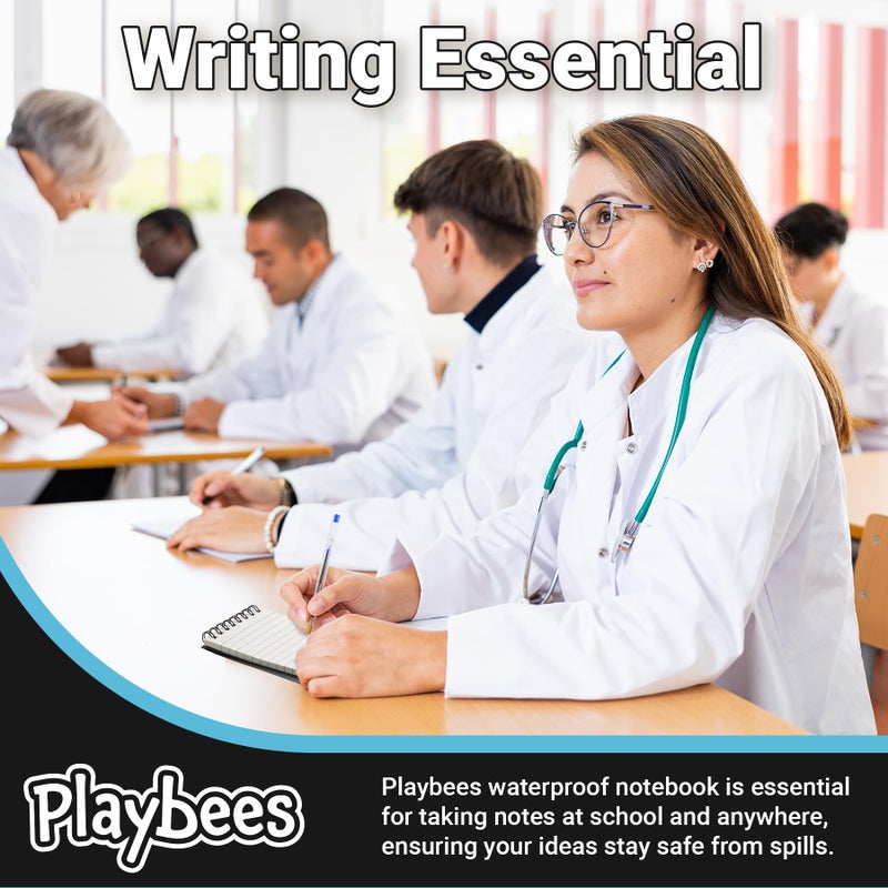 Playbees 6 Pack Waterproof Notebook 3 x 5 top-Spiral Pocket Notepad All Weather Pocket Notebook 100 Lined Pages for Outdoor Office/Police/Contractor back for school supplies for kids & adults - Image 4