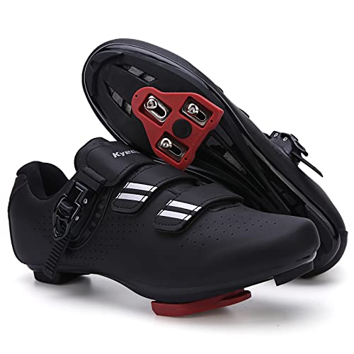 Kyedoo Mens Womens Cycling Shoes Compatible with Pelaton Bike Shoes Road Bike Riding Bicycle Pre-Installed with Delta Cleats Clip Indoor Outdoor Pedal Size 10 Black - Image 1
