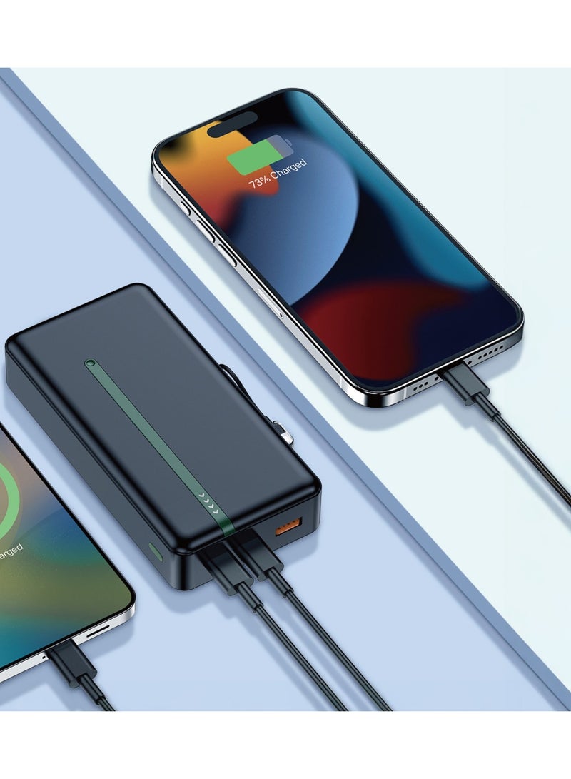 GREEN LION 20000mAh Power Bank Boston with USB-C Cable Strap / PD 20W Fast Charging /Portable charger/ Dual USB-C Inputs/ USB-A Output/ QC 3.0 / Portable Quick Charger PowerBank 20000 mAh - Black - Image 2