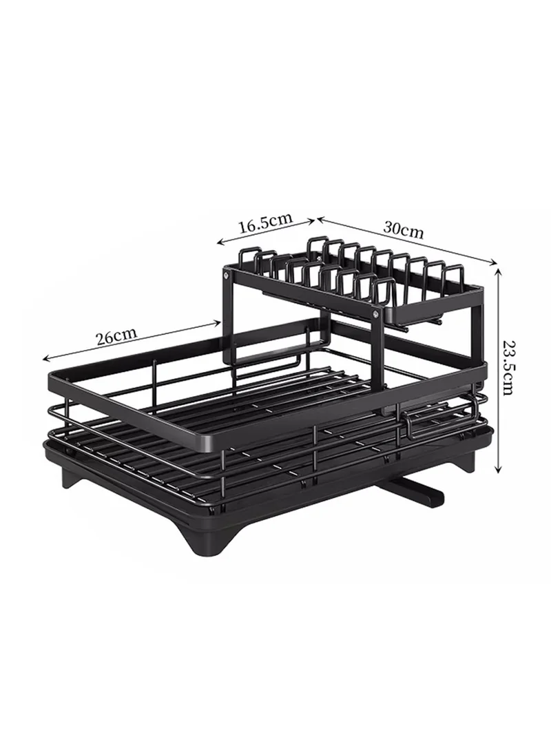 Sharpdo Kitchen Multi-Functional Stainless Steel Double-Layer Storage Rack, Small Dish Drain Storage Rack 42.6*30*23.5CM