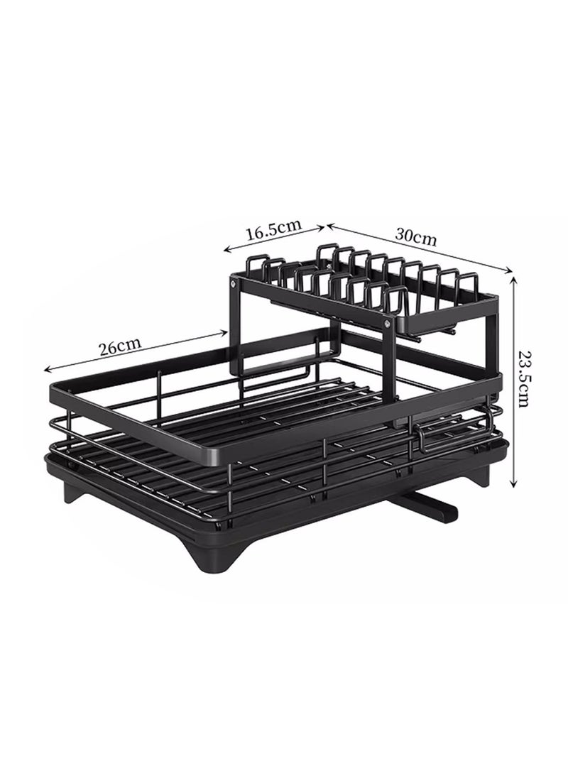 Kitchen Multi-Functional Stainless Steel Double-Layer Storage Rack, Small Dish Drain Storage Rack 42.6*30*23.5CM