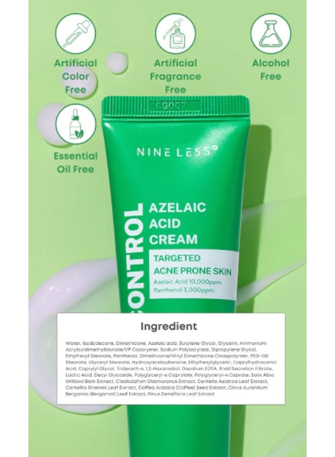 NINELESS A-Control Azelaic Acid Cream – Korean Blemish Clear Moisturizer for Face - Acne-Fighting & Hydrating for Clearer Skin - Blemish Relief, Soothing Recovery, 1.69oz. - Image 2