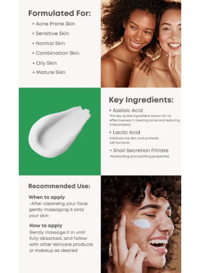 NINELESS A-Control Azelaic Acid Cream – Korean Blemish Clear Moisturizer for Face - Acne-Fighting & Hydrating for Clearer Skin - Blemish Relief, Soothing Recovery, 1.69oz. - Image 3