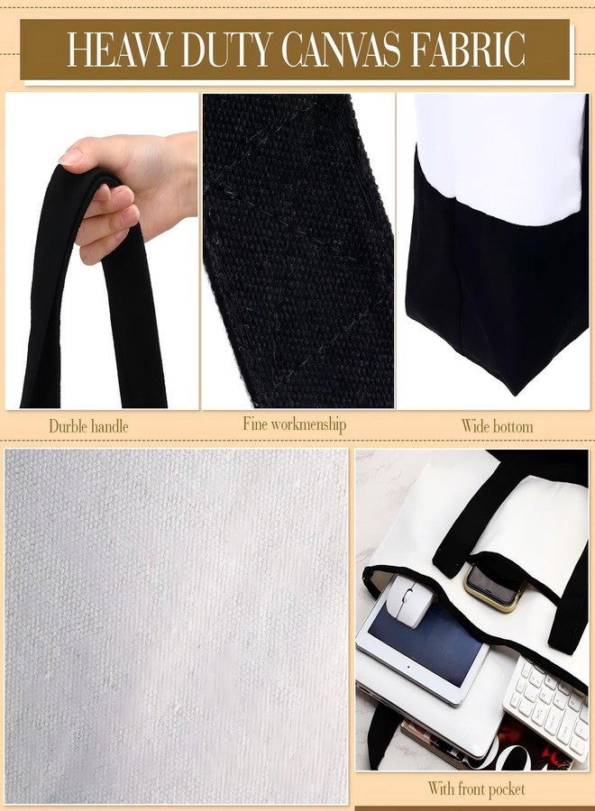 Reginary 1 Pcs 16 Pcs Canvas Tote Bags Bulk with Outer Pocket 18 Inch Reusable Shopping Grocery Blank Tote Bag for Women Mother DIY (White) - Image 5