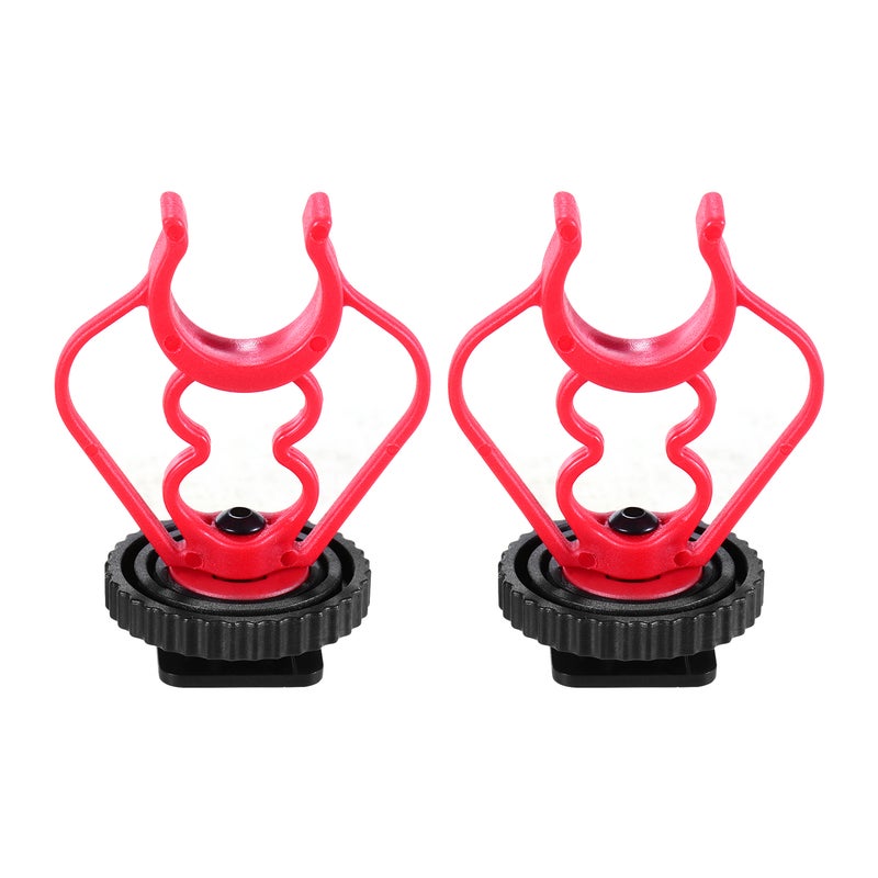 Universal MicShock Mount Cold Shoe Mount Adapter ABS Plastic Microphone Bracket Mount Replacement for Shotgun Microphones Black and Red Pack of 2 - Image 1