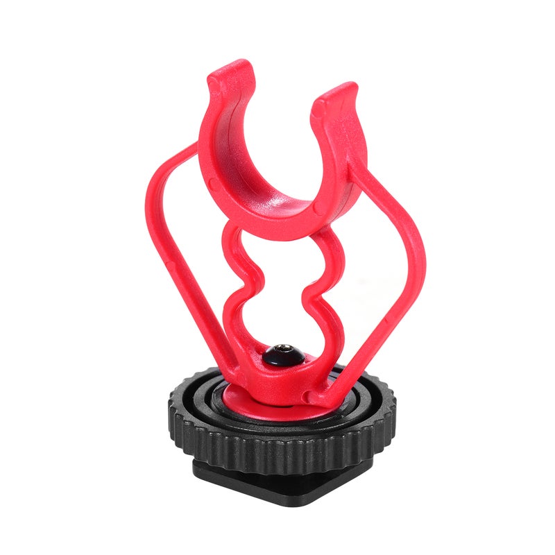 Universal MicShock Mount Cold Shoe Mount Adapter ABS Plastic Microphone Bracket Mount Replacement for Shotgun Microphones Black and Red Pack of 2 - Image 2