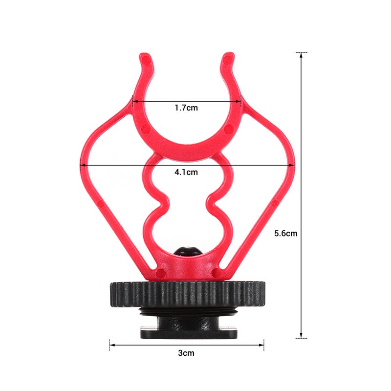 Universal MicShock Mount Cold Shoe Mount Adapter ABS Plastic Microphone Bracket Mount Replacement for Shotgun Microphones Black and Red Pack of 2 - Image 4