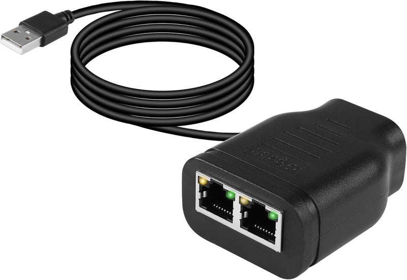 SinLoon SinLoon Gigabit Network Splitter AdapterRJ45 1 to 2 High Speed 1000100Mbps Ethernet Splitter with USB Power Port for Computer Hub Switch Router ADSL Settop Box Digital TV etc  - Image 1