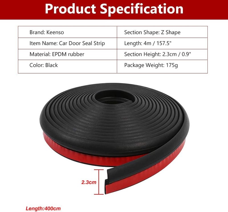 Keenso Shape Rubber Seal Protector Guard Strip - 4M Car Door Weatherstrip - Image 5