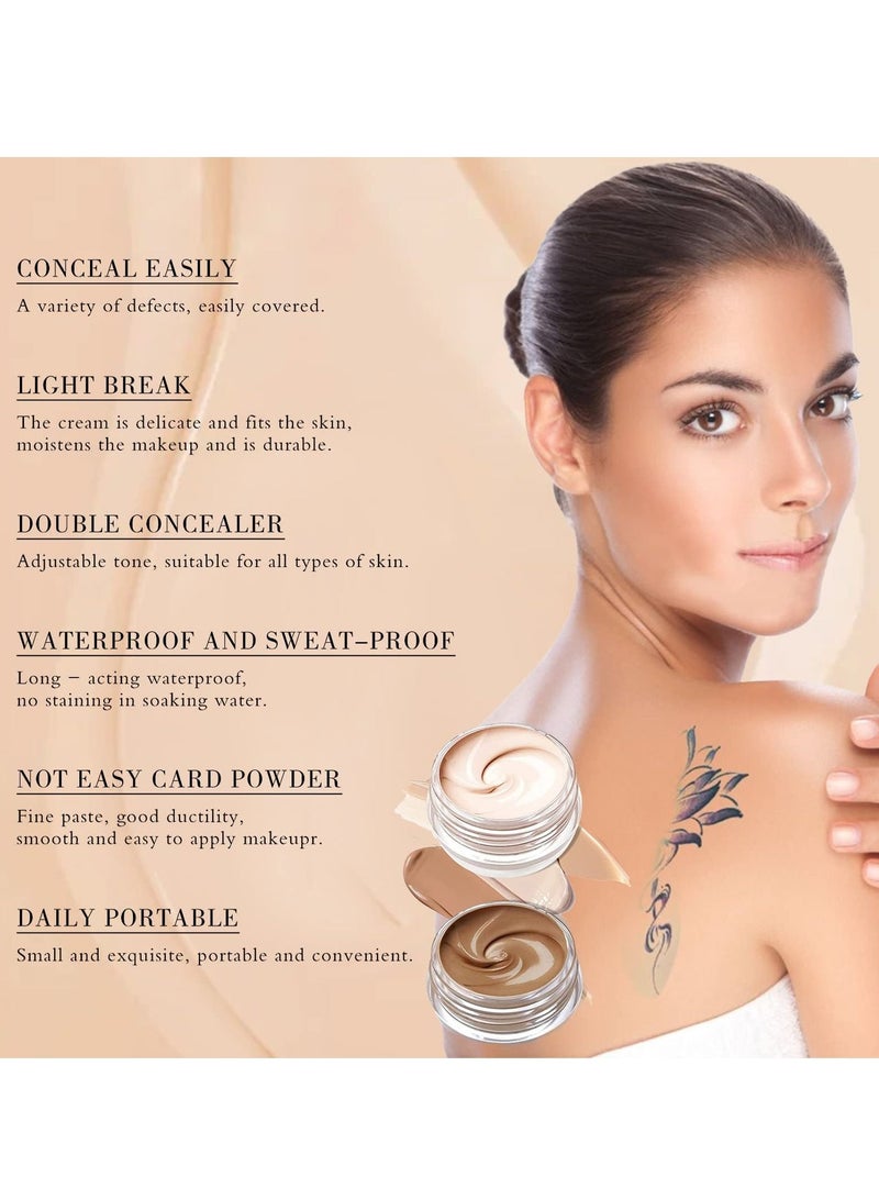 Concealer, Professional Scar Concealer Use on Body, Cover up Makeup Waterproof, Skin Concealer for Legs, Dark Spots, Scars, 2 Colors/Set - Image 2