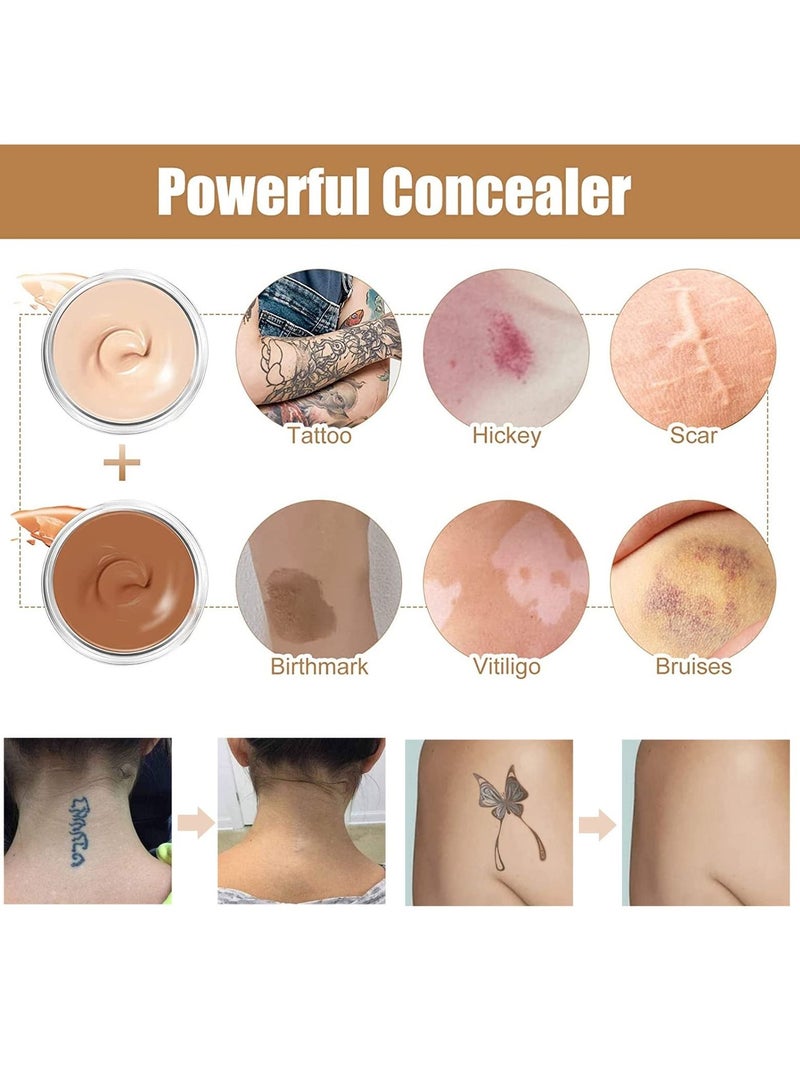 Concealer, Professional Scar Concealer Use on Body, Cover up Makeup Waterproof, Skin Concealer for Legs, Dark Spots, Scars, 2 Colors/Set - Image 3
