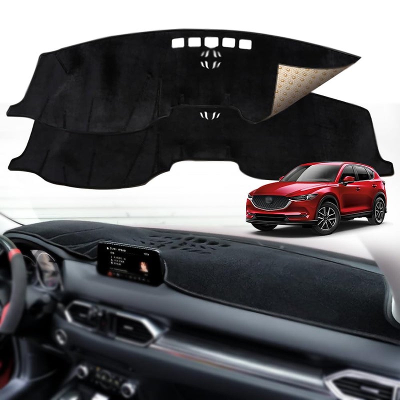 BEERTE Updated Custom Black Dash Cover Fit for Mazda CX5 2024 2023 20222017 Nonslip Dashboard Mat Polyester Sunshade Dashboard Protector Without HUD