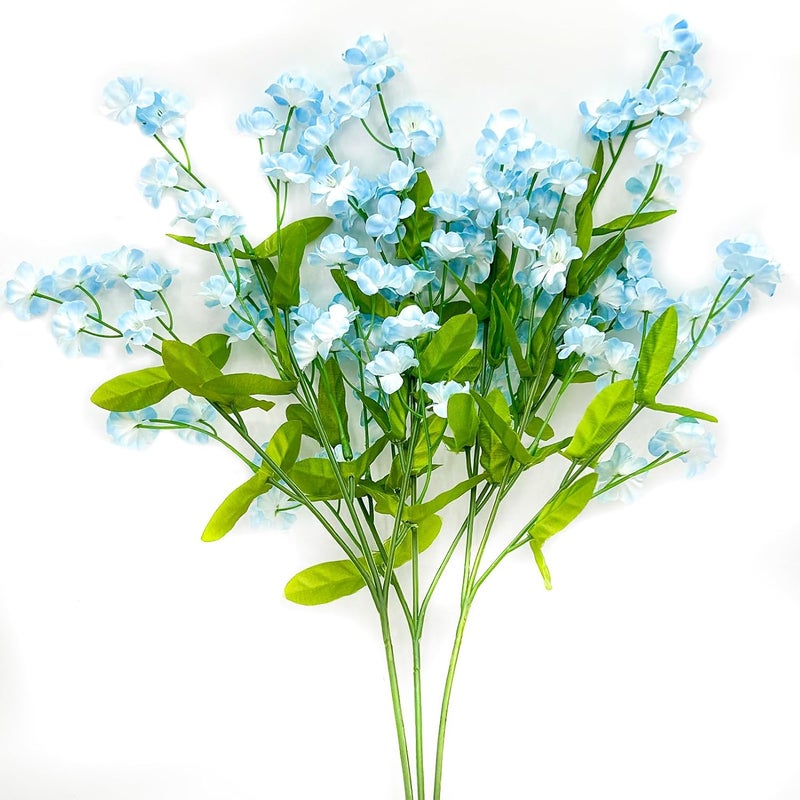 Featuman زهور زرقاء للزينة، 3 قطع من الزهور الاصطناعية من نوع “Forget Me Not”， زهور حريرية بطول 18.5 بوصة مقاومة لأشعة الشمس، مناسبة لعيد الحب، ترتيبات زهورية، حفلات زفاف، لملء الوعاء. - Image 1